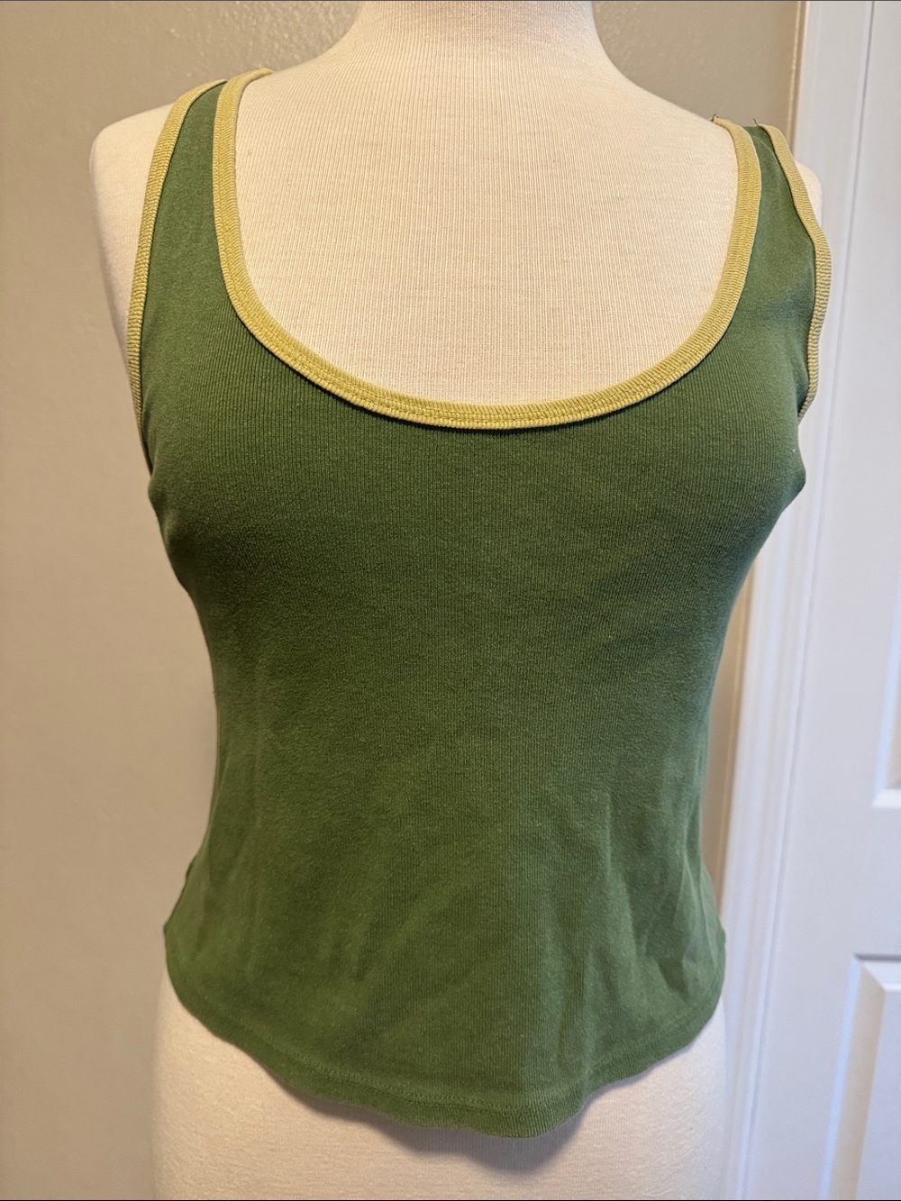 Free people women’s Green Tank Top with yellow trim